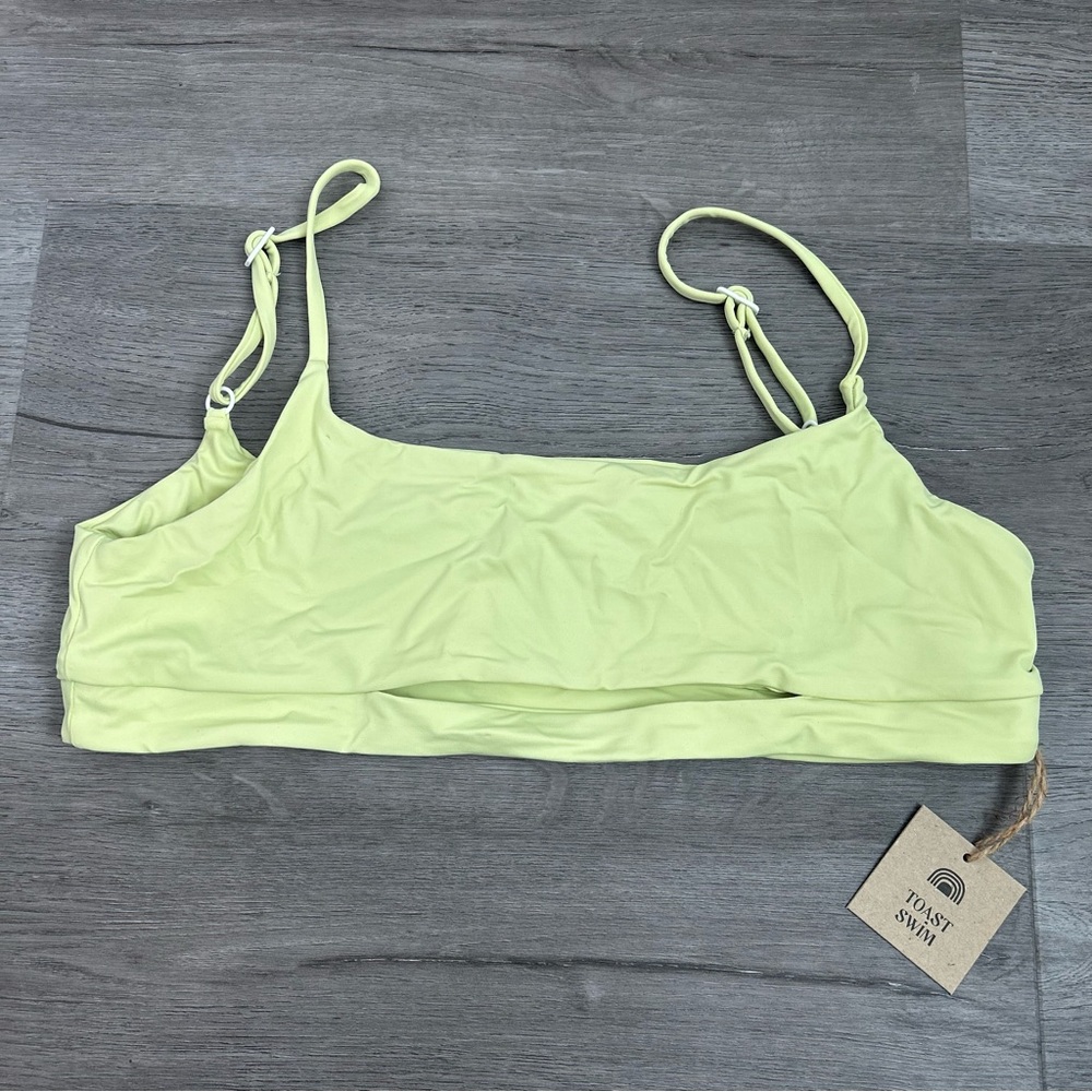 NWT toast swim cut‎ out lime green bikini top women’s size xl